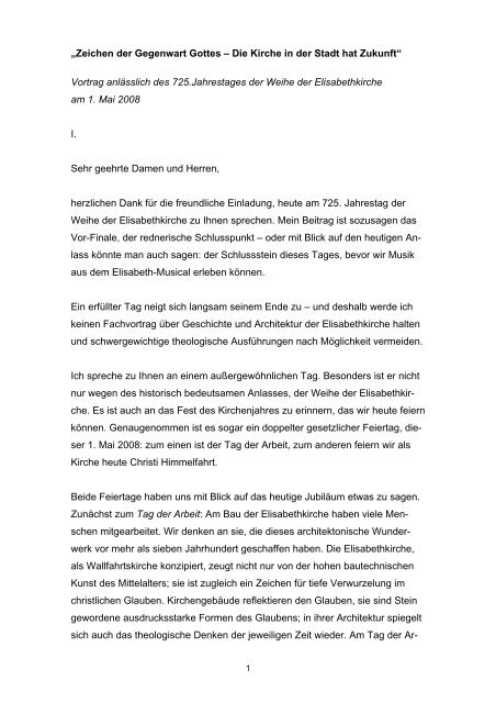 Vortrag von Bischof Dr. Hein als PDF-Datei - Elisabethkirche