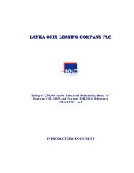 LANKA ORIX LEASING COMPANY PL CC - Colombo Stock Exchange