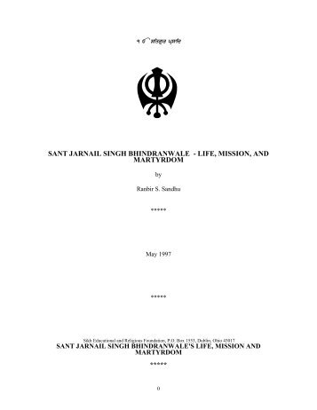 Sant Jarnail Singh Bhindranwale - Sikh Missionary Society (UK)
