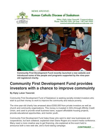 Community First Development Fund of Saskatoon seeks socially ...