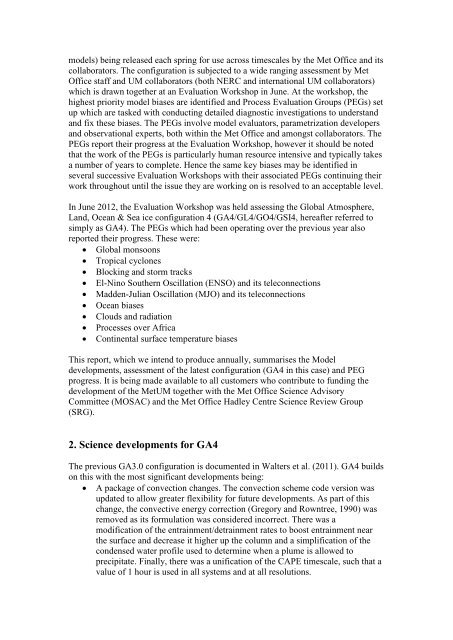 Assessment of GA4/GL4/GO4/GSI4 and progress in ... - Met Office