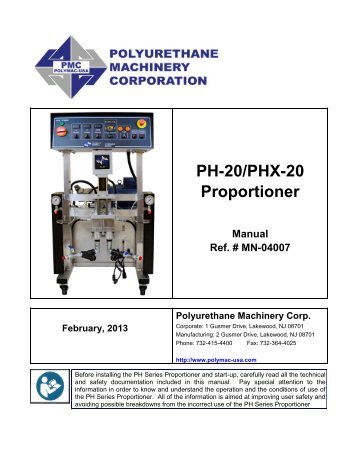 PH-20/PHX-20 Proportioner - Spray Foam Equipment