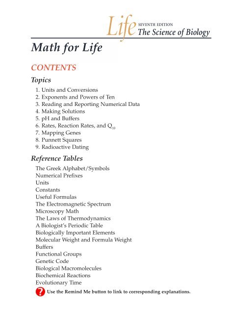 Math for Life - Life: The Science of Biology, Seventh ... - WH Freeman