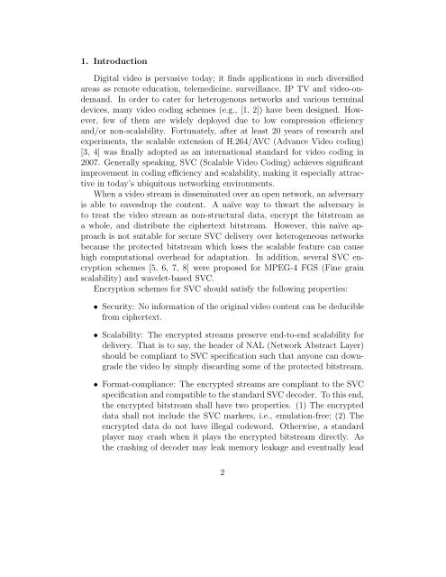 A Scalable and Format-Compliant Encryption Scheme for H.264 ...