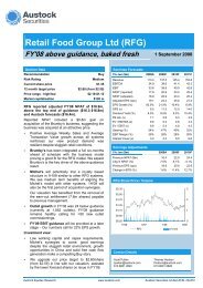 Retail Food Group Ltd (RFG) FY'08 above guidance, baked fresh