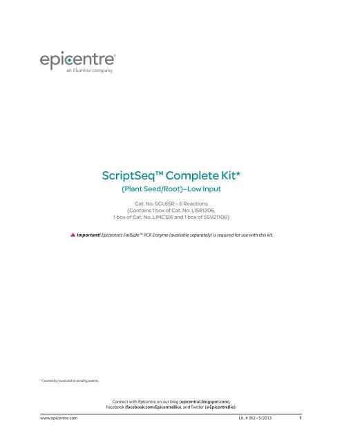 Protocol for ScriptSeqâ¢ Complete Kit (Plant Seed/Root)âLow Input