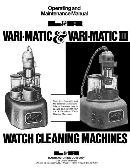 L&R VariMatic & VariMatic III Operator Manual - Electronic ...