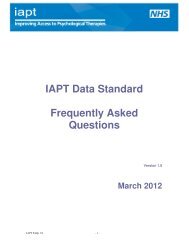 IAPT Data Standard Frequently Asked Questions v1.0