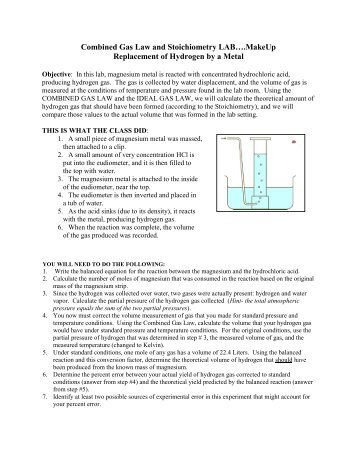 Combined Gas Law and Stoichiometry LABâ¦.MakeUp ...