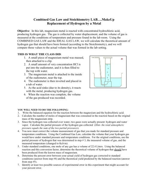 Combined Gas Law and Stoichiometry LABâ¦.MakeUp ...