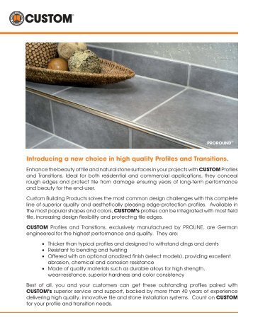 custom building products - profiles & transitions catalog