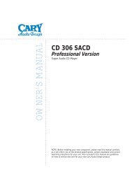 OWNER'S MANUAL - Cary Audio Design