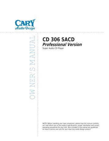 OWNER'S MANUAL - Cary Audio Design