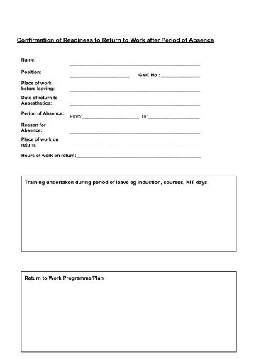 work confirmation form