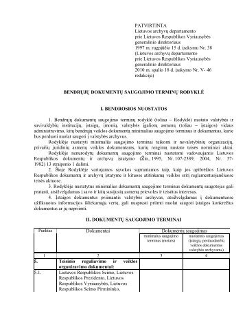 Dokumentų saugojimo terminų rodyklė