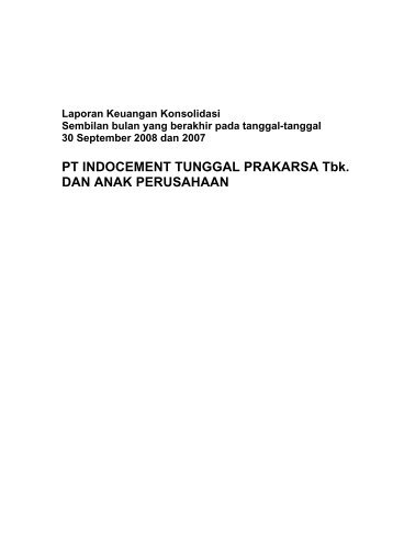 PT INDOCEMENT TUNGGAL PRAKARSA Tbk. DAN ANAK ...