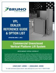 VPL DEALER REFERENCE GUIDE & OPTION LIST - Bruno