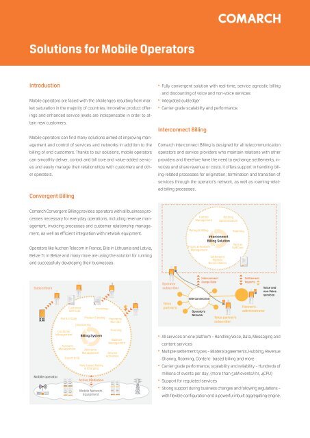 Solutions for Mobile Operators - Comarch