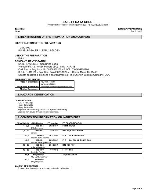 Material Safety Data Sheet - Movac Group Limited