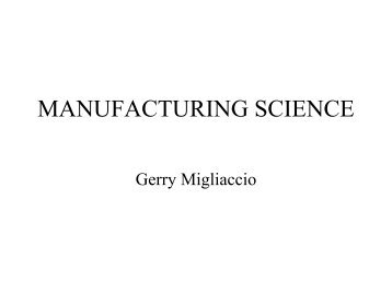 Manufacturing Science (PDF) - PQRI