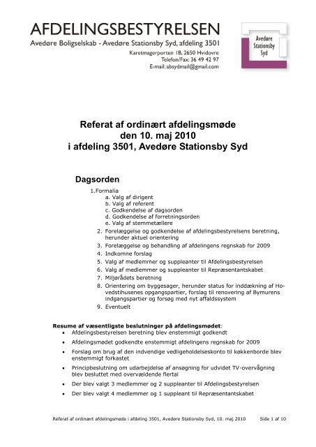 Referat (pdf) - AvedÃ¸re Stationsby Syd