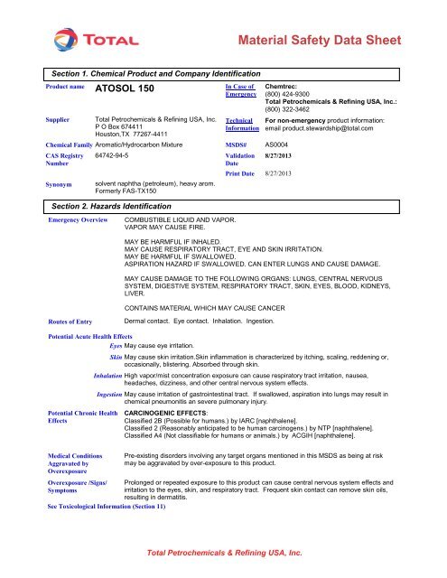 Atosol 150 MSDS - Total Petrochemicals USA