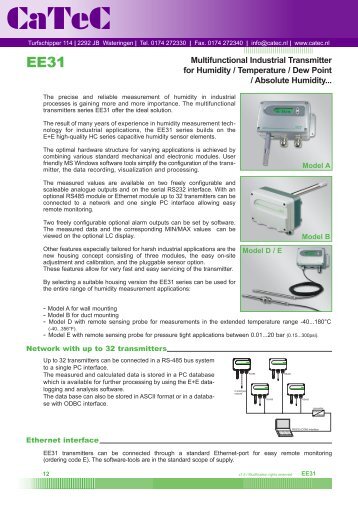 Multifunctional Industrial Transmitter for Humidity / Temperature ...