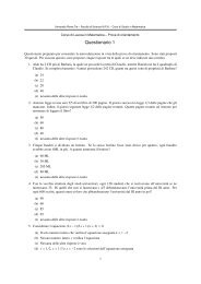 Questionario 1 - Dipartimento di Matematica