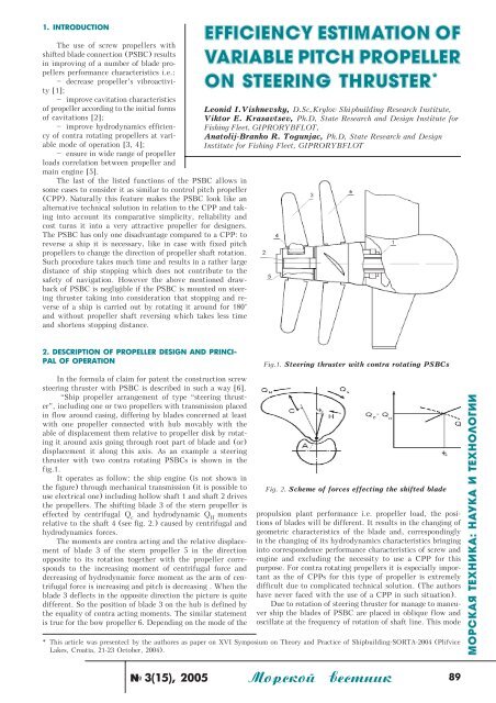 Efficiency Estimation of Variable Pitch Propeller on Steering Thruster*