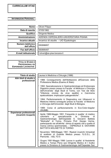 CV - Azienda Ospedaliero-Universitaria Pisana