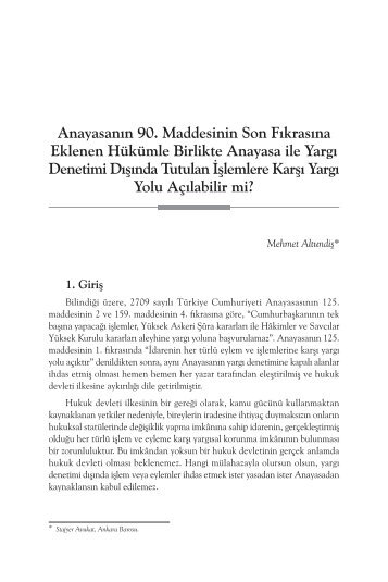 Anayasanın 90. Maddesinin Son Fıkrasına Eklenen Hükümle Birlikte ...