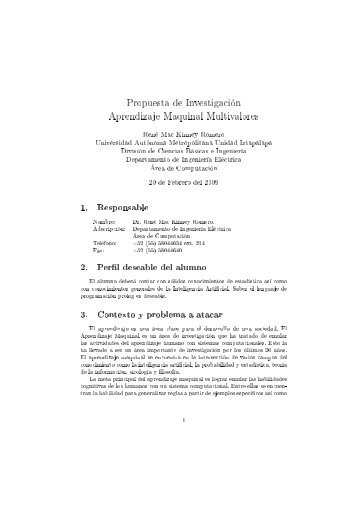 Propuesta de InvestigaciÃ³n Aprendizaje Maquinal Multivalores