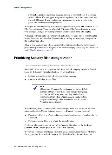 TRITON - Web Security Help, Version 7.7 - Websense