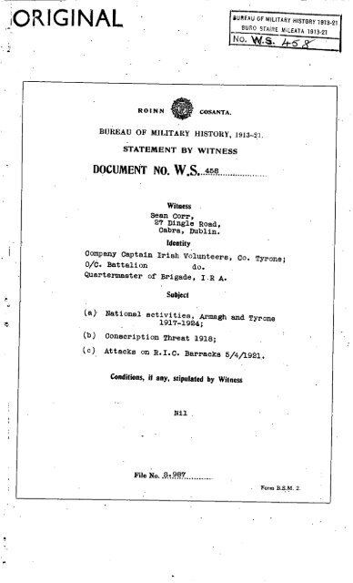 ROINN COSANTA. - The Bureau of Military History 1913-1921