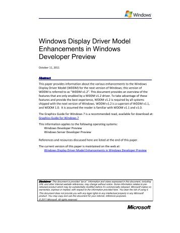 Windows Display Driver Model Enhancements in Windows ...