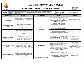 caracterizaciÃ³n del proceso gestiÃ³n de compras e inventario