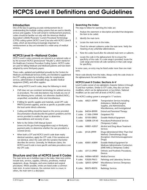 Hcpcs Level Ii Definitions And Guidelines Optumcoding Com
