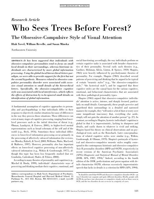 Who Sees Trees Before Forest? - The Personality Project