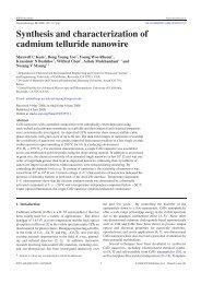 Synthesis and characterization of cadmium telluride nanowire