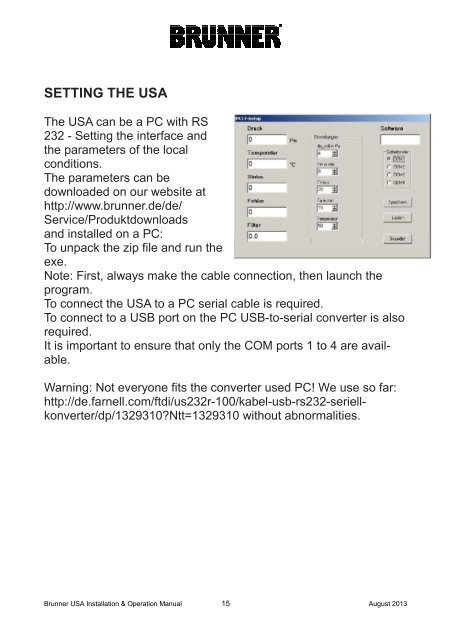 Brunner USA Instructions - Robeys Ltd