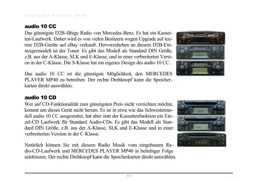 Vollständige Betriebsanleitung des Mercedes Player MP40