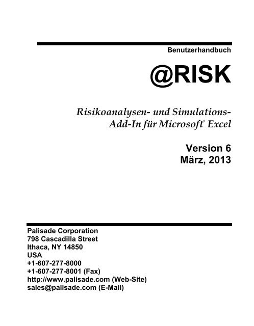 RISK für Microsoft Excel - Palisade Corporation