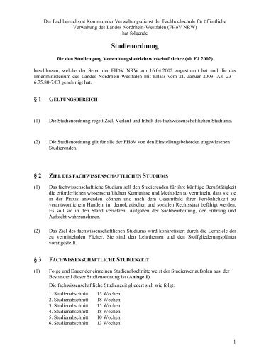 Studienordnung - FHöV NRW