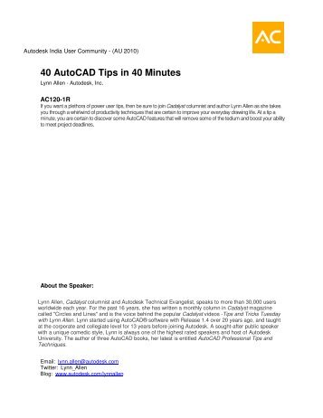 40 AutoCAD Tips in 40 Minutes - Autodesk International Communities