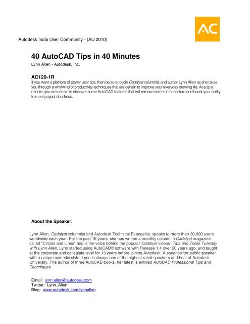 40 AutoCAD Tips in 40 Minutes - Autodesk International Communities