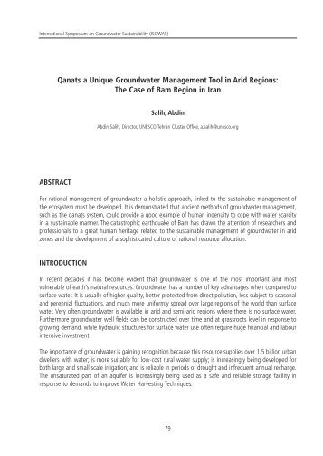 Qanats a Unique Groundwater Management Tool in Arid Regions ...