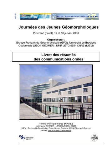 JournÃ©es des Jeunes GÃ©omorphologues - UniversitÃ© de Bretagne ...
