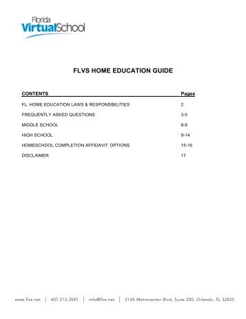 FLVS HOME EDUCATION GUIDE - Florida Virtual School