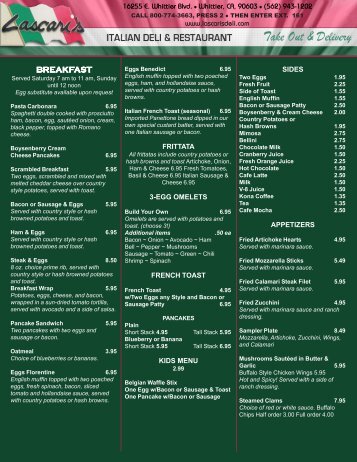 Master Menu Template - Your Restaurant Connection