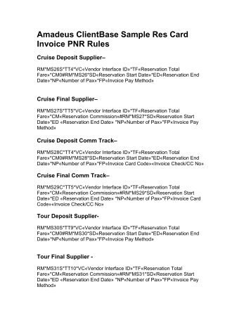 Amadeus CB+ PNR Rules-